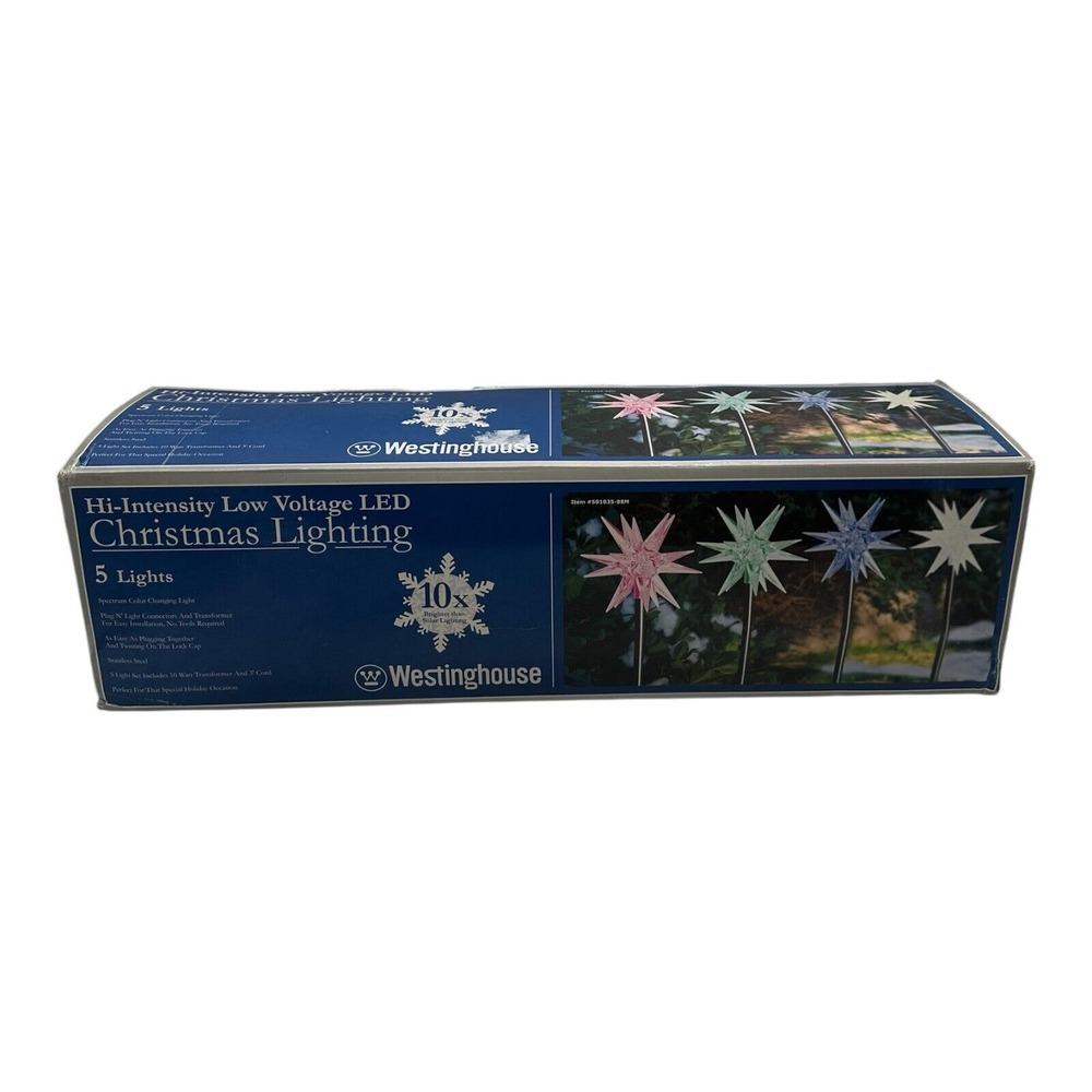 VTG Westinghouse Christmas Pathway Lights Atomic Stars Set of 5 Color Changing